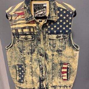 Jean Jacket Vest Diamond Stars Size S